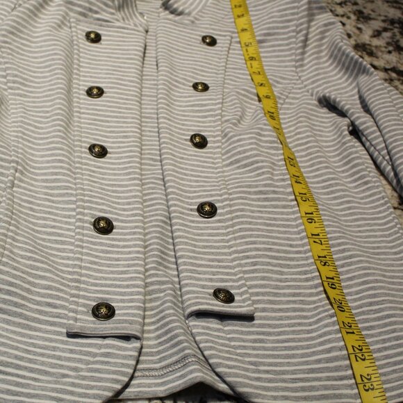 Tommy Hilfiger Women's Gray & White Striped Double-Breasted Blazer Jacket Size M - Picture 8 of 11